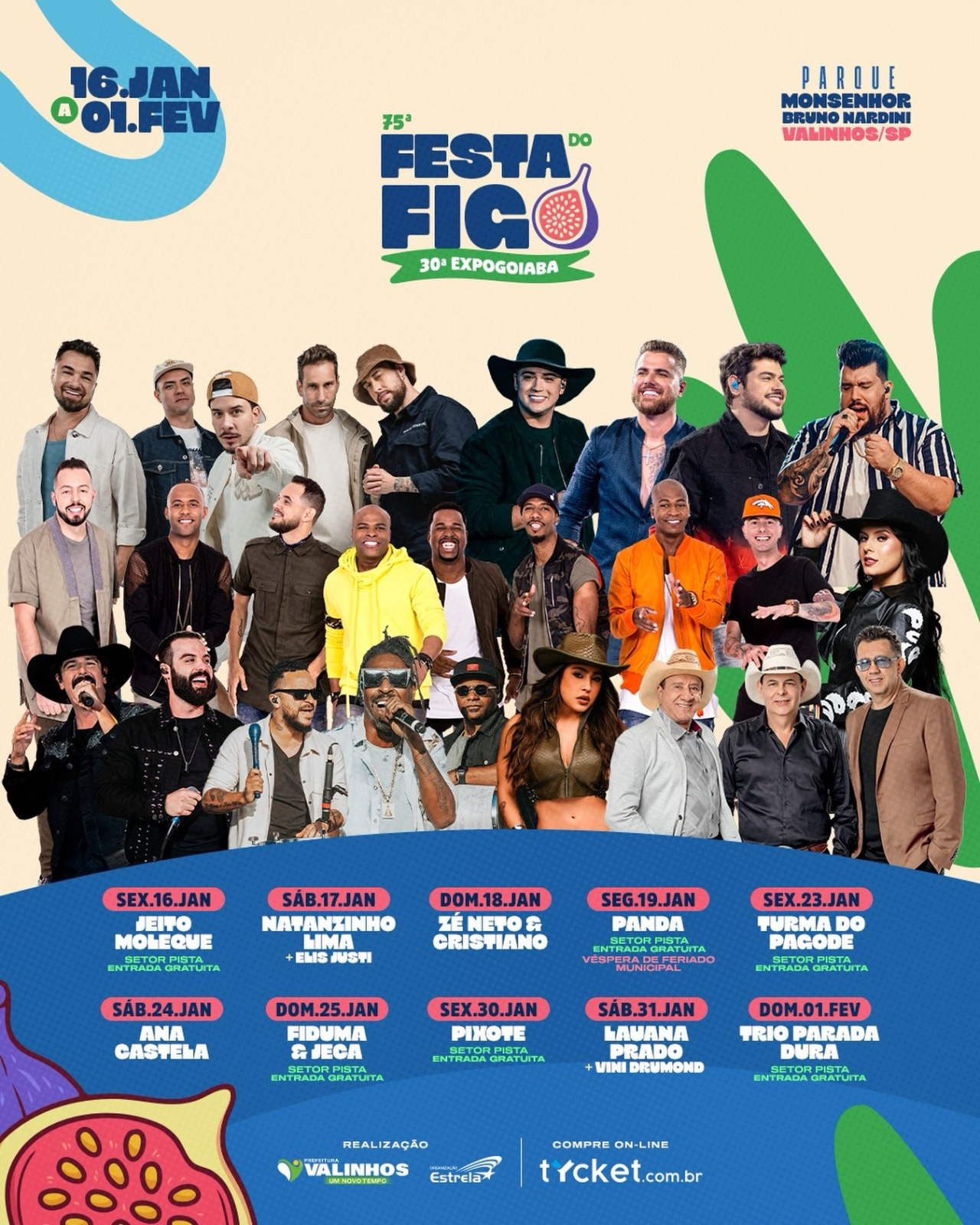 Festa do Figo de Valinhos 2026: Ingressos à venda para grandes shows. Foto: Divulgação