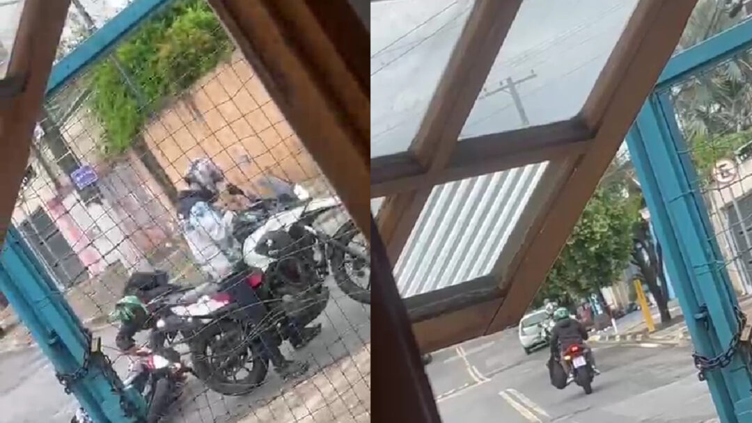 Câmera flagra assalto a motociclista em Hortolândia no Parque São Jorge. Foto: Reprodução.