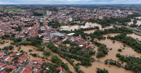 Imagens aéreas mostram dimensão dos alagamentos em Monte Mor após Rio Capivari transbordar