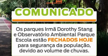 Dois parques seguem fechados após chuvas em Hortolândia