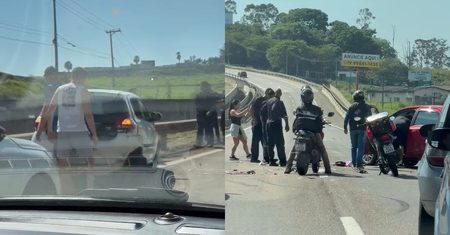 Acidente na SP-101 envolve dois veículos e deixa carro capotado no sentido Campinas